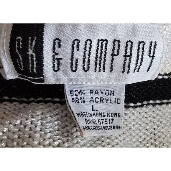 Vintage 80s Sleeveless Knit Top With Bold Geometric Design & Stripes Womens L - Picture 8 of 11